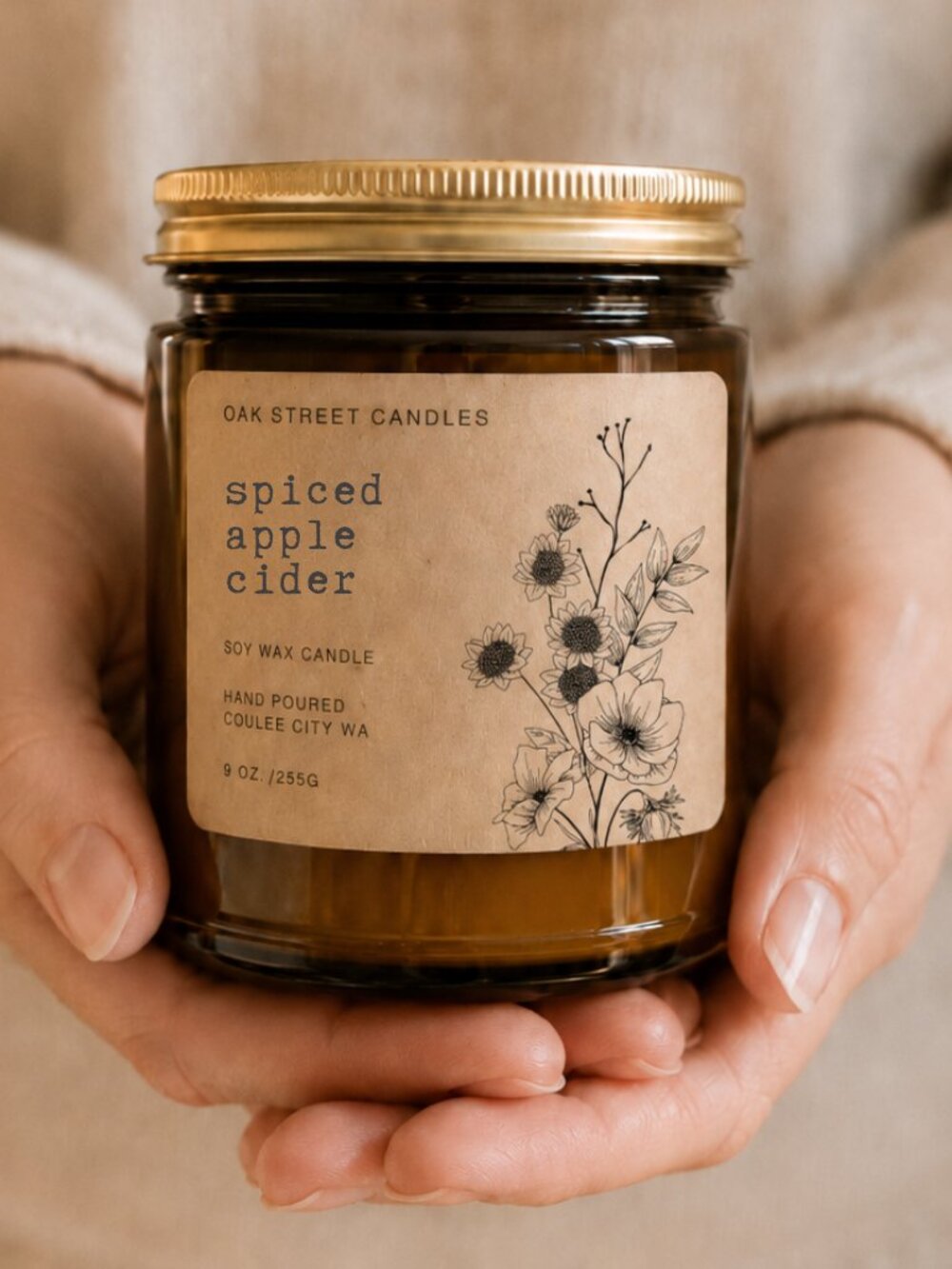 Oak Street Candles Spiced Apple Cider Soy Candle 9 Oz